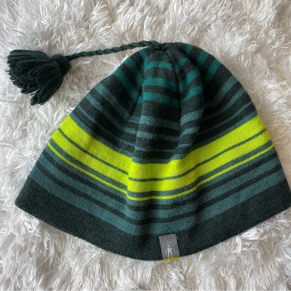 Smartwool Kids Hat Green Stripes with Tassel